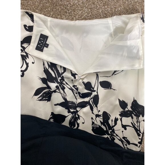 DAVID MEISTER WOMEN'S BLACK AND IVORY LONG SATIN SKIRT SZ 6 - Picture 5 of 8